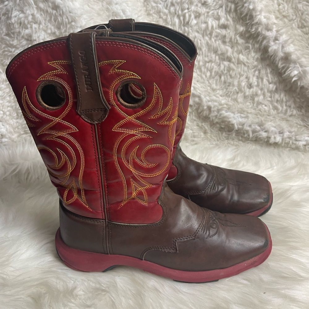 Durango Women's Rebelicious Western Boot Dark brown & Red rubber soles SZ9.5M